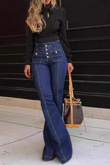 Stretch Slim Fit Flare Jeans Navy blue / S