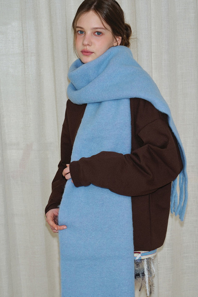 Glacier Blue Solid Wool Blend Scarf Main image