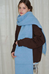 Glacier Blue Solid Wool Blend Scarf