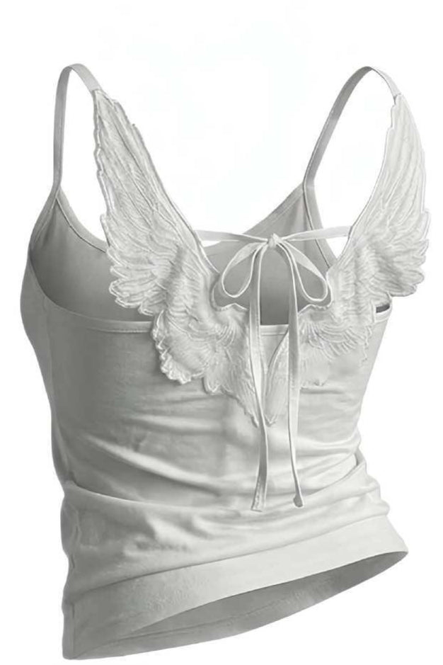 Angel Wing Lace Tie Back Tank Top