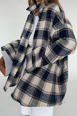 Relaxed Fit Plaid Long Sleeve Blouse
