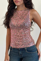 Casual Sequin Bodycon Tank Top