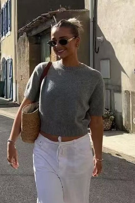 French Chic Short Sleeve Slim Knit Top Main image