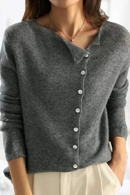 Elegant Button Knit Cardigan Grey / S Main image