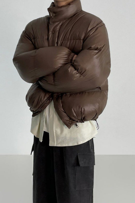 Classic Collar Cropped Solid Puffer Jacket Secondary image