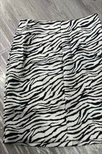 V Neck Zebra Print Two Piece Blazer Skirt Set