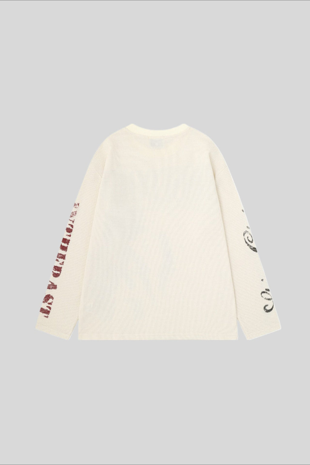 Distressed Face Graphic Waffle Long Sleeve Tee