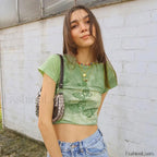 90s Butterfly Print Sexy T Shirt