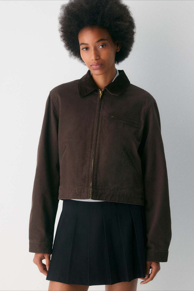 Cropped Utility Workwear Jacket S / Brown Main image