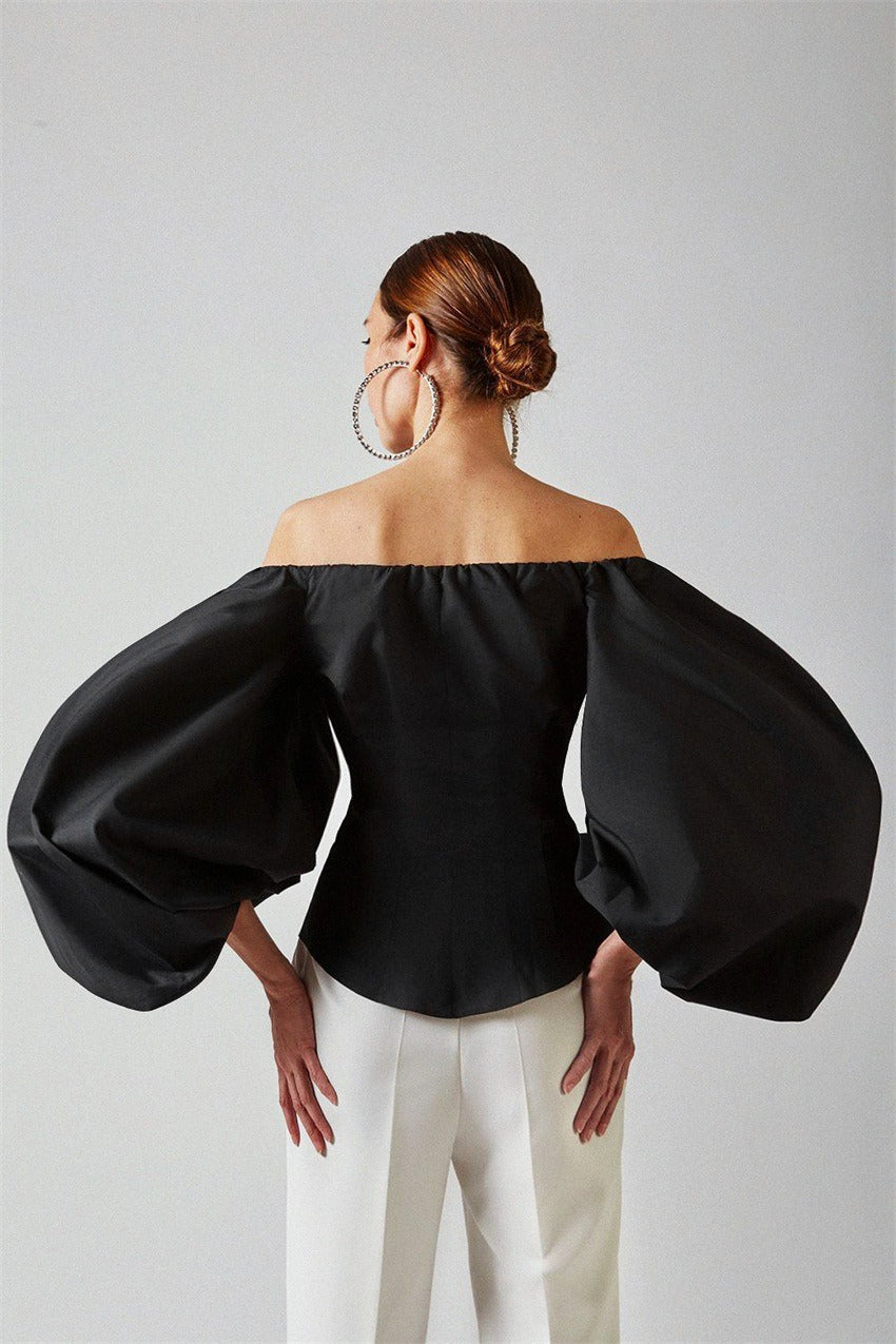 Elegant Puff Sleeve Cold Shoulder Blouse Secondary image