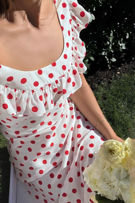 Polka Dot Cami A-Line Ruffled Maxi Dress Secondary image