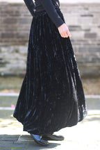 Vintage Velvet Tie Dye Swing Midi Skirt