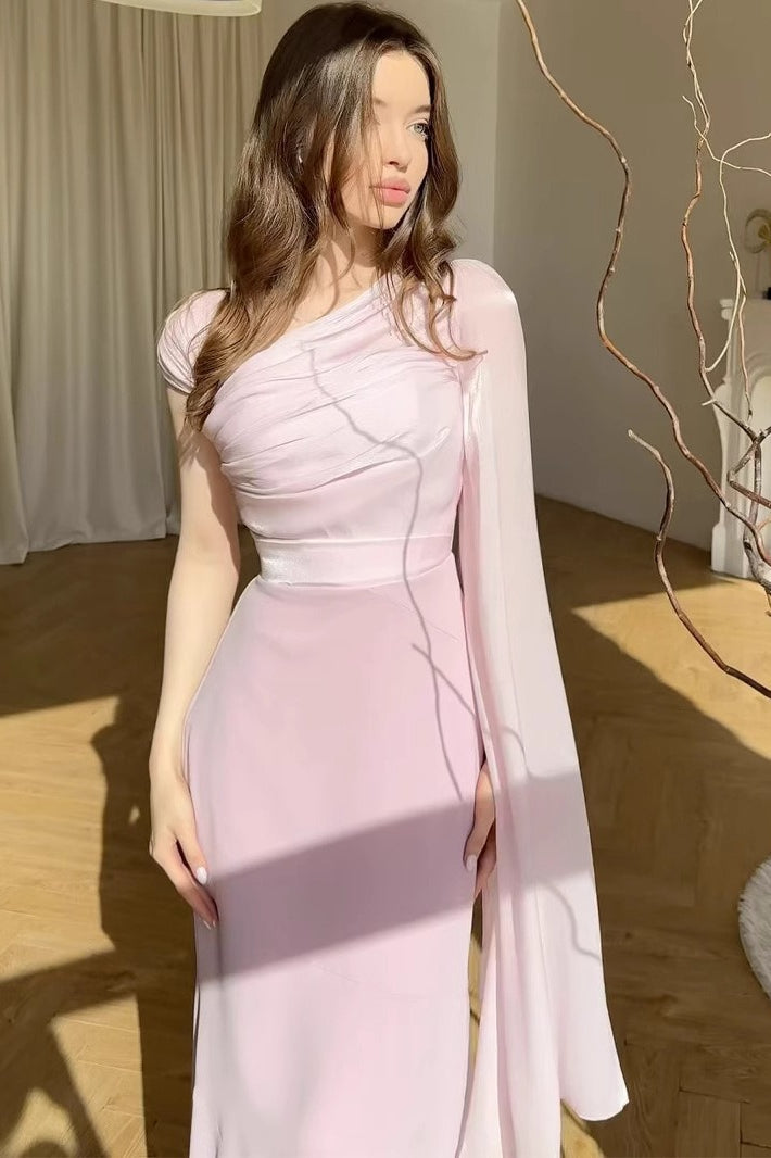 Chiffon One Shoulder Formal Dress S / Pink Main image