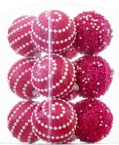 Shatterproof Red Christmas Ball Ornaments - Set of 12 - 70mm/2.76" - Holiday Party Decorations