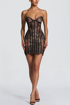 Strapless Lace Corset Mini Cocktail Dress
