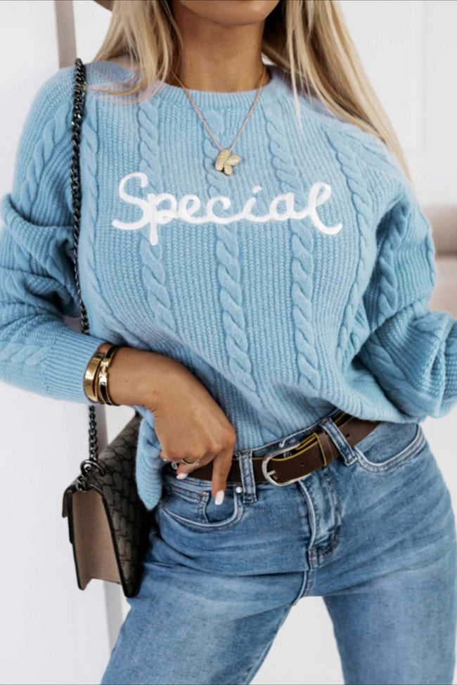 Letter Embroidered Knit Pullover Sweater Main image