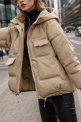 Cropped Insulated Cargo Puffer Jacket