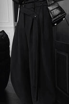 Chic Relaxed Fluid Ribbon Curved Pants