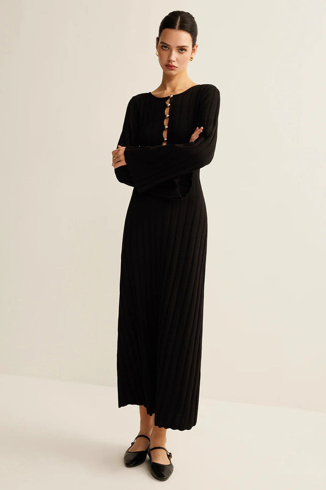 V Neck Button Front Sweater Dress Main image
