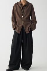 Draped V Neck Textured Blouse