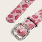Leopard Soft Fabric Faux Fur Wide Belt