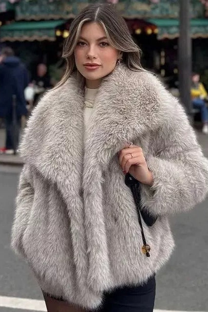 Thickened Faux Fur Winter Coat Light Gray / XS coats Main image