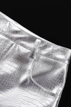 PU Leather Scale High Waist Long Pants