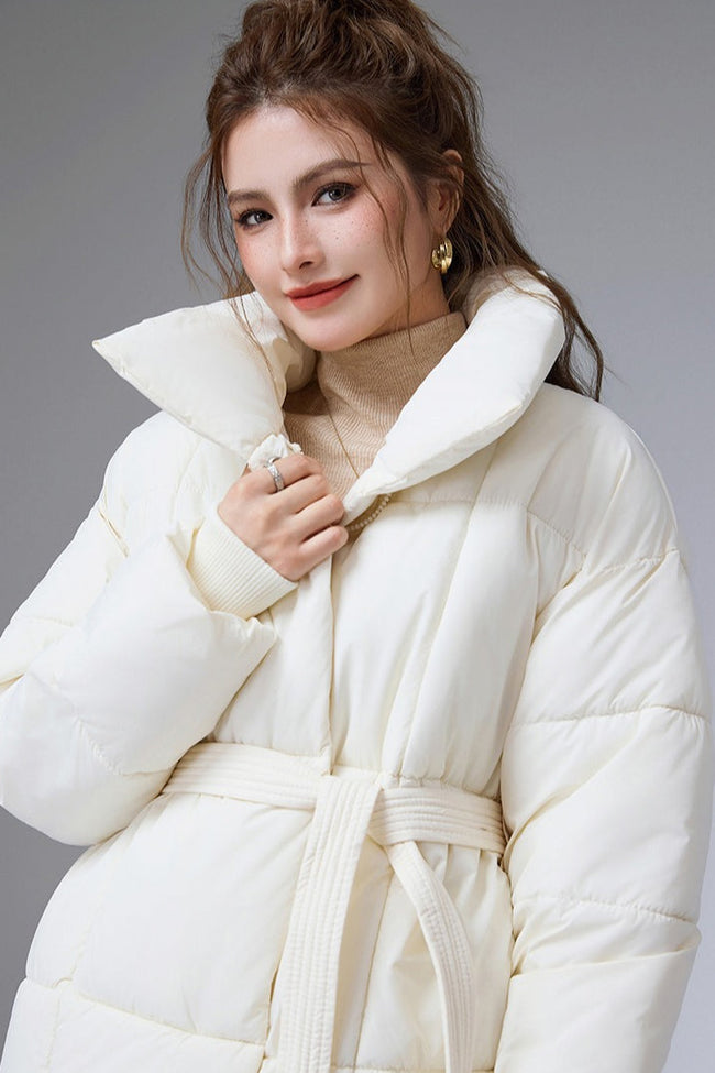 Warm Casual Cropped Cotton Puffer Jacket M / White Main image