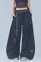Ripped Lace Patchwork Relaxed Jeans