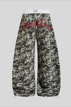 Camo Typography Wide Leg Sweatpants