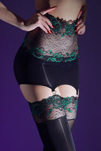 Rose Lace High Waist Suspender Stockings Two Piece Set