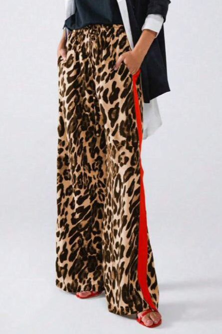 Chic Leopard Print Relaxed Wide Leg Pants Main image