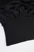 Gathered Waist Bell Sleeve Button Blouse