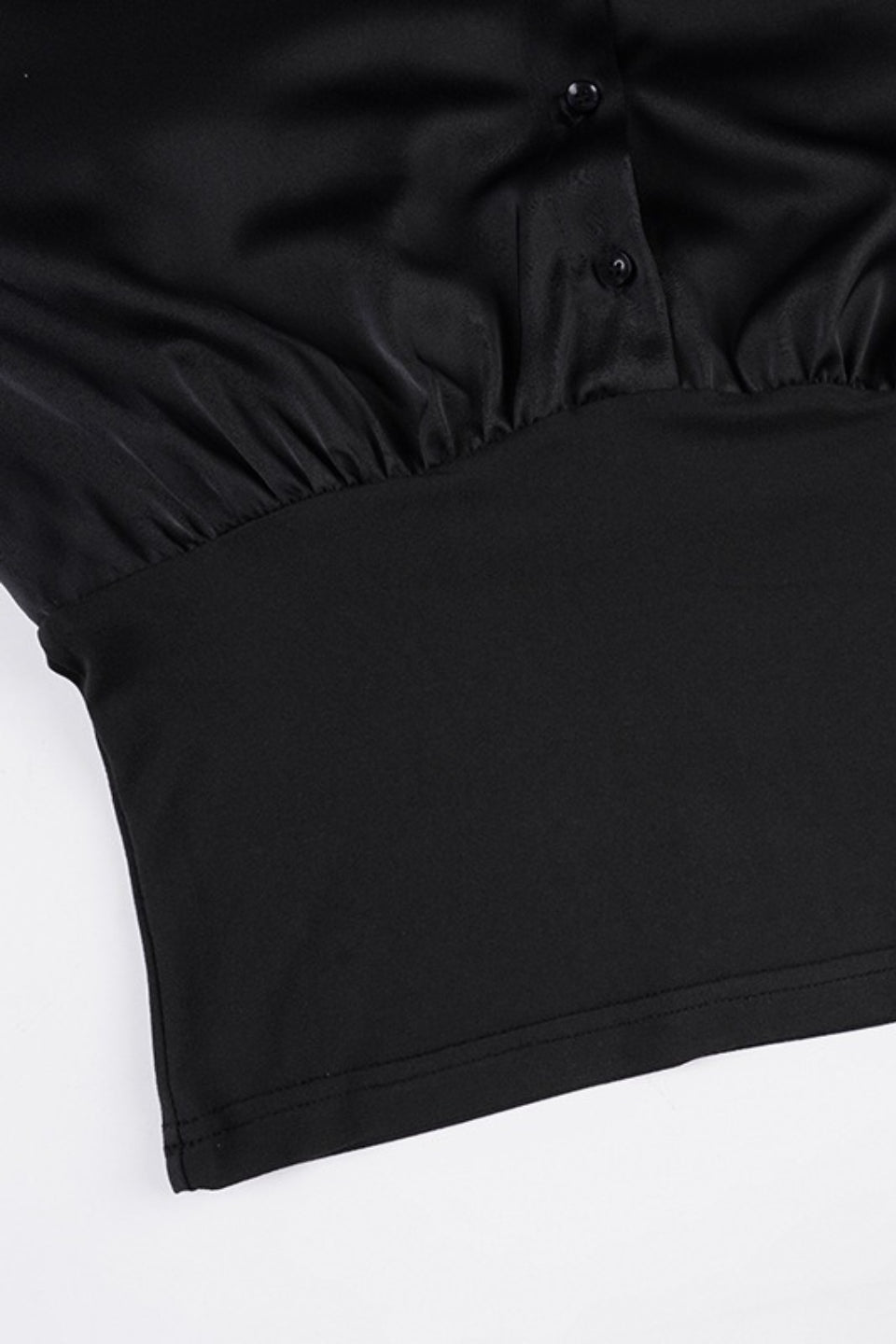 Gathered Waist Bell Sleeve Button Blouse