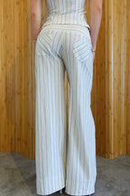 Striped Palazzo Pants Halter Top Two Piece Pants Set