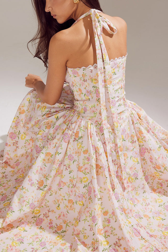 Halter Neck Slim Strap Floral Dress Main image