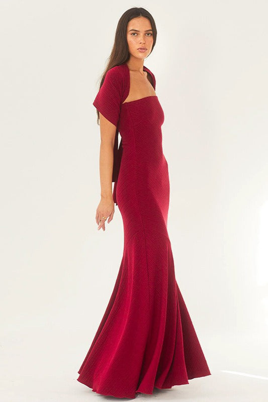 Strapless Mermaid Scarf Formal Dress
