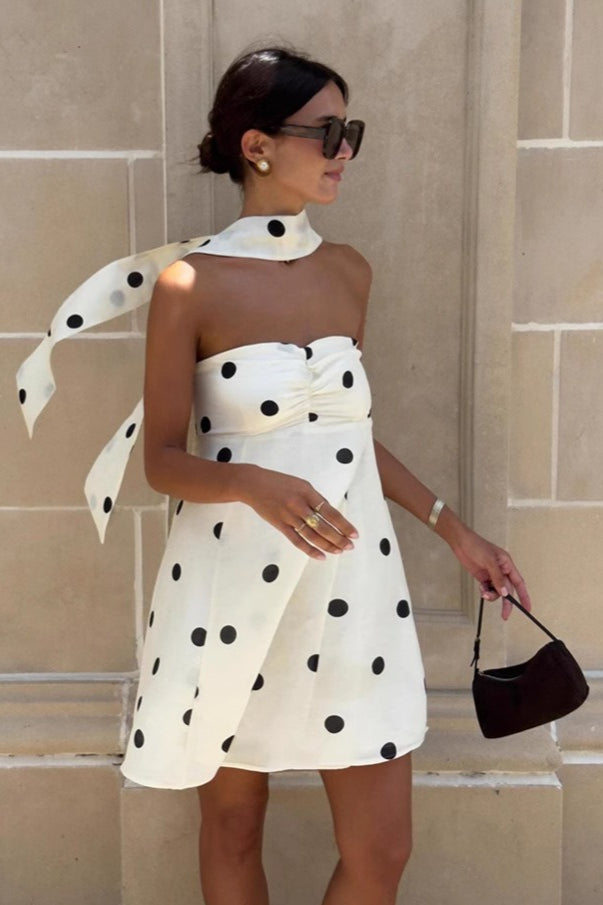 Fashionable Polka Dot Strapless Mini Dress Main image