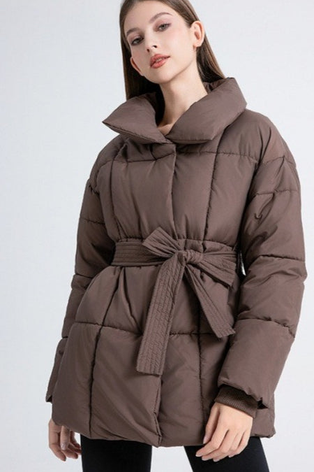 Longline Design Puffer Jacket M / Brown Main image