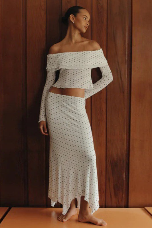 Off Shoulder Polka Dot Two Pieces Set Secondary image