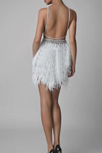 Embellished Feather Fringe Cocktail Dress