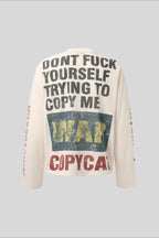 Rebel Typography Waffle Oversized Long Sleeve Tee