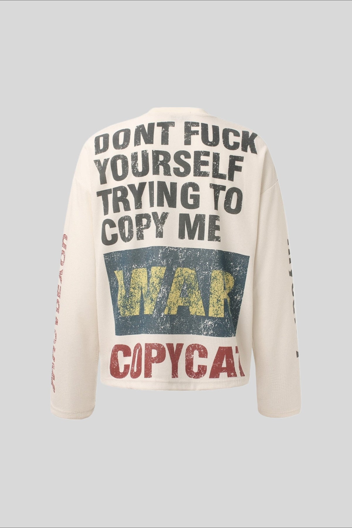 Rebel Typography Waffle Oversized Long Sleeve Tee