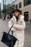 Colorblock Mid-Length Hooded Puffer Puffer Jacket M / White
