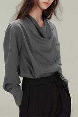 Vintage Relaxed Draped Neck Blouse