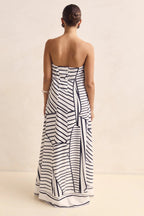 Strapless Printed Off Shoulder Maxi Boho Dress