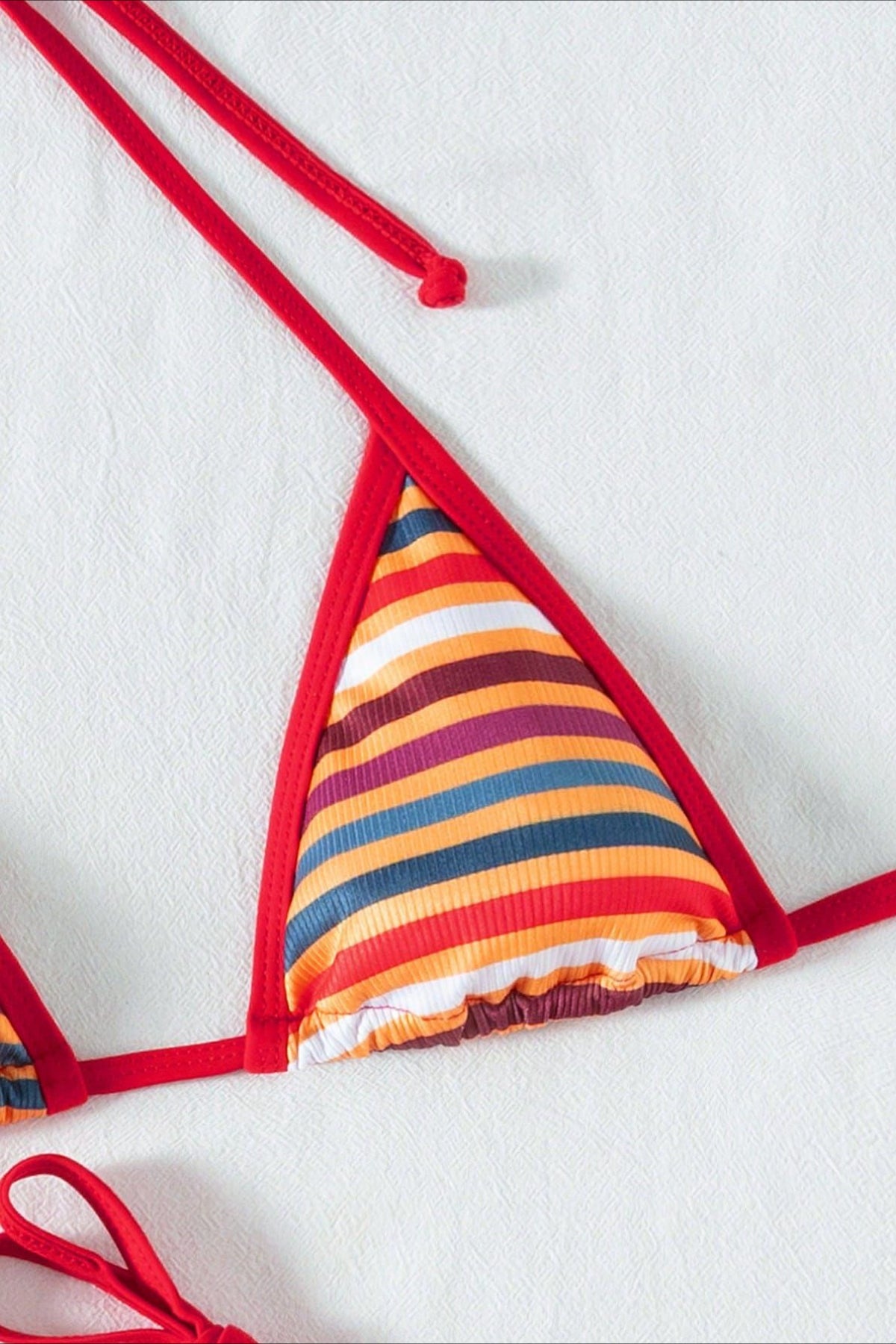 Striped Boyshort High Waist Three Piece Swim Set
