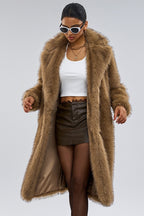 Shawl Collar Faux Fur Overcoat