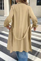 Casual Waist Tie Single Breasted Overcoat