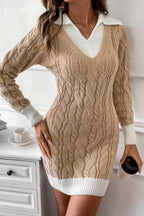 Colorblock Peter Pan Collar Sweater Dress